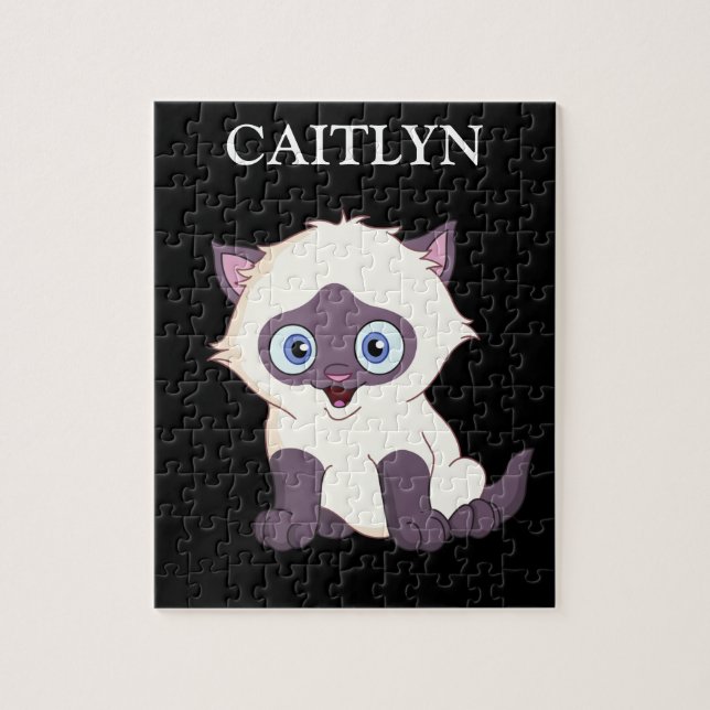 Kitten puzzle with personalised child's name. (Vertical)