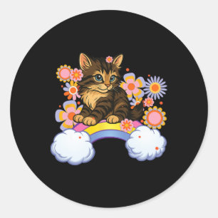 Kitten Rainbow Cute Cat Funny Sarcastic Humour Bac Classic Round Sticker