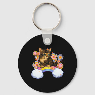 Kitten Rainbow Cute Cat Funny Sarcastic Humour Bac Key Ring