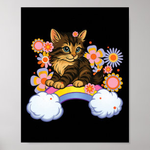 Kitten Rainbow Cute Cat Funny Sarcastic Humour Bac Poster