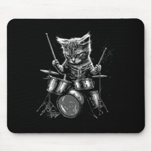 Kitten Rock Band Drummer Cat Playing Drums  Mouse Pad