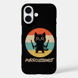 Kitten Rock Band Funny Percussionist Cat Playing iPhone 16 Case