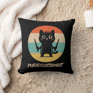 Kitten Rock Band Funny Percussionist Cat Playing Cushion