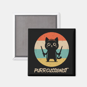 Kitten Rock Band Funny Percussionist Cat Playing Magnet