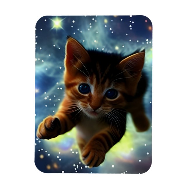 Kitten Running In Space Magnet (Vertical)