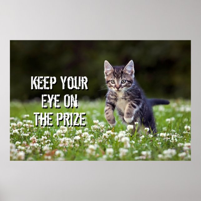 Kitten Running Through Clover Poster (Front)