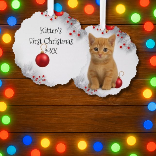 Kitten’s First Christmas Tree Decoration Card (Kitten's first Christmas)