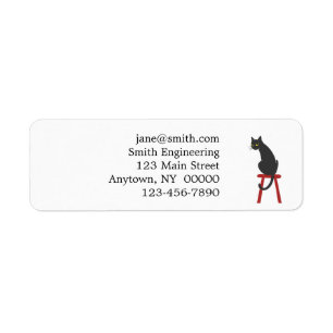 kitten sitting on wooden stool - Choose back colou Return Address Label