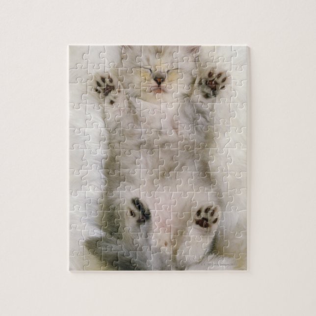 Kitten Sleeping on a White Fluffy Carpet, High Jigsaw Puzzle (Vertical)