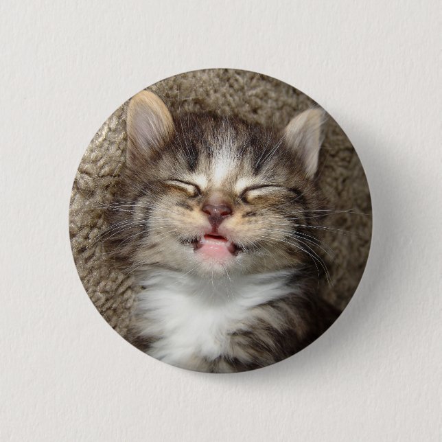 Kitten Smile 6 Cm Round Badge (Front)