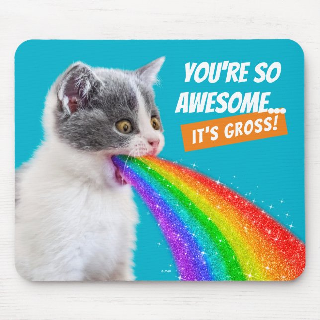 Kitten Spits Up Rainbow Mouse Pad (Front)