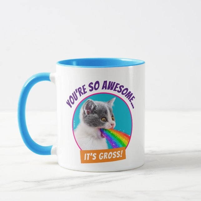 Kitten Spits Up Rainbow Mug (Left)