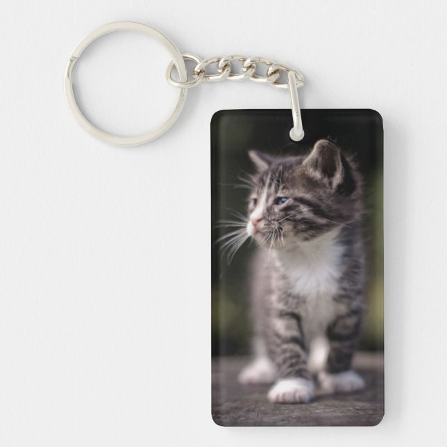 Kitten Standing Tall Key Ring (Front)