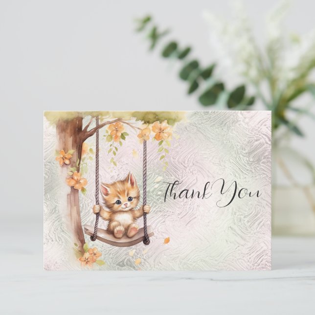 Kitten Swing Thank You Card (Standing Front)