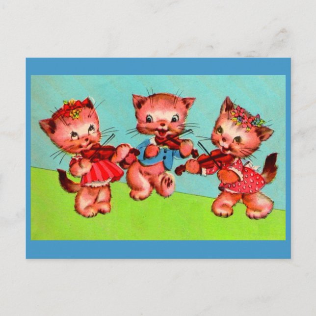 kitten violinists trio postcard (Front)