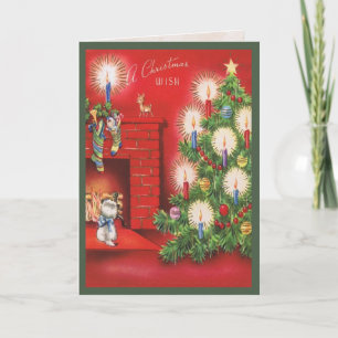 Kitten Waiting for Christmas Morning Card