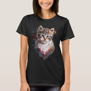 Kitten Watercolor Painting Cat Mom Valentine's Day T-Shirt