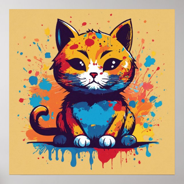 Kitten Watercolor Wall Poster (Front)