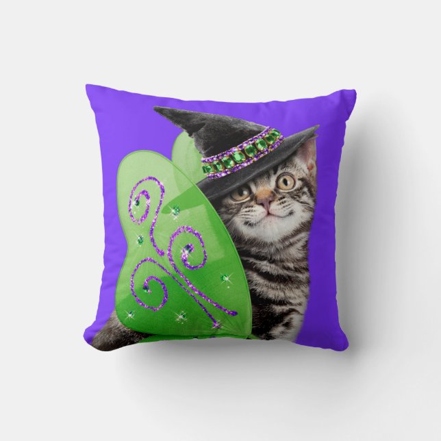Kitten Witch Fairy Cushion (Front)
