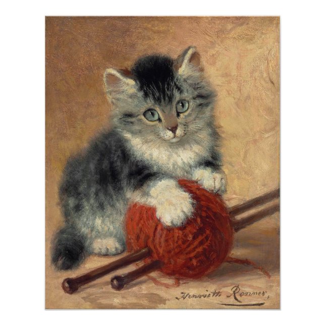 Kitten with a ball of wool CC1174 Ronner-Knip Poster (Front)