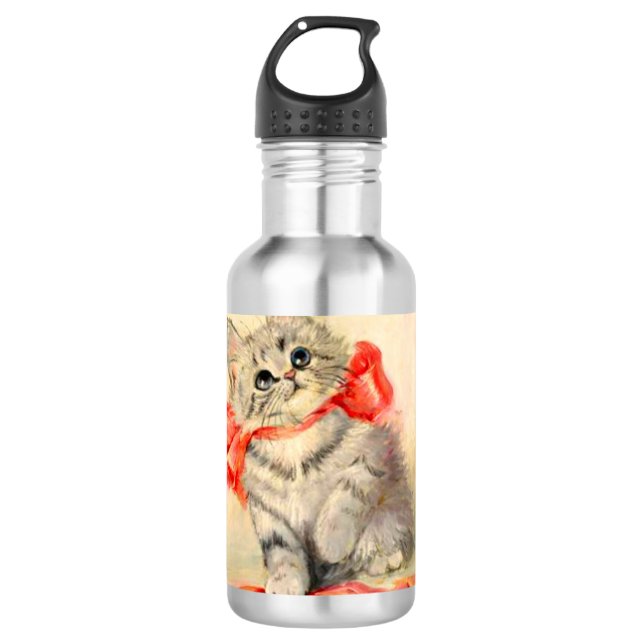 Kitten with a Red Ribbon 710 Ml Water Bottle (Front)