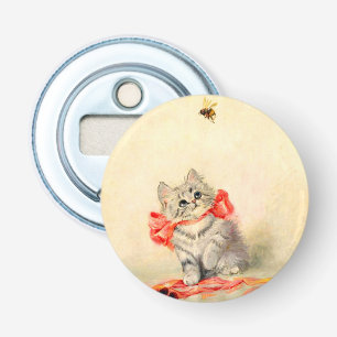 Kitten with a Red Ribbon Bottle Opener