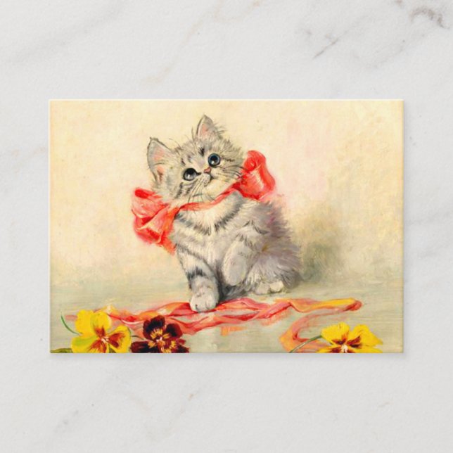 Kitten with a Red Ribbon Enclosure Card (Front)