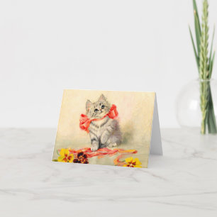 Kitten with a Red Ribbon Invitation