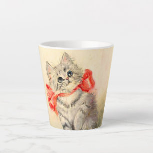 Kitten with a Red Ribbon Latte Mug