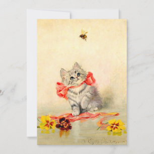 Kitten with a Red Ribbon Save The Date