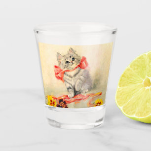 Kitten with a Red Ribbon Shot Glass