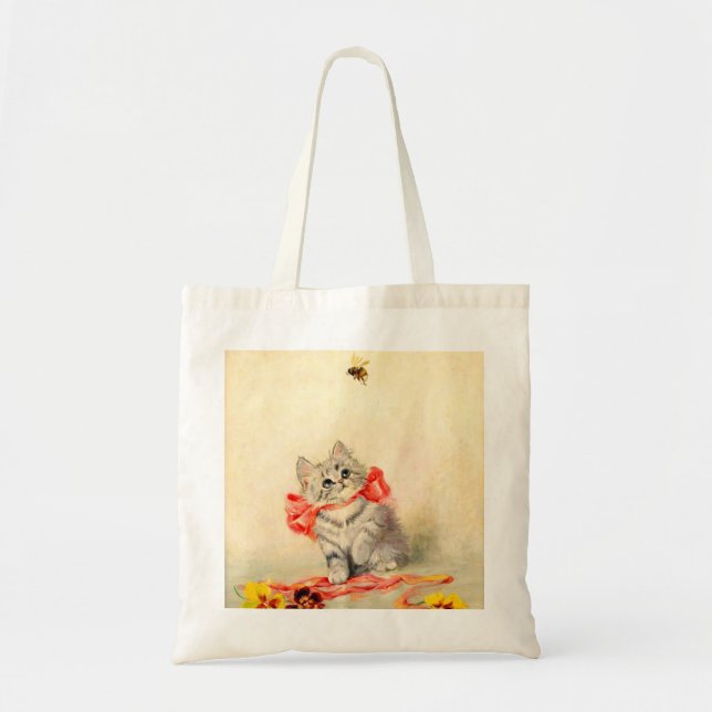 Kitten with a Red Ribbon Tote Bag (Front)