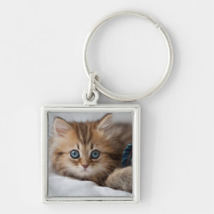 Kitten With Blue Eyes Key Ring