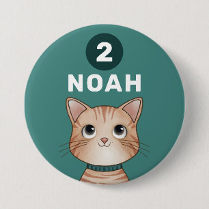 Kitten with custom age and name 7.5 cm round badge