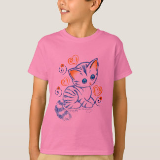 Kitten with Hearts & Swirls T-Shirt