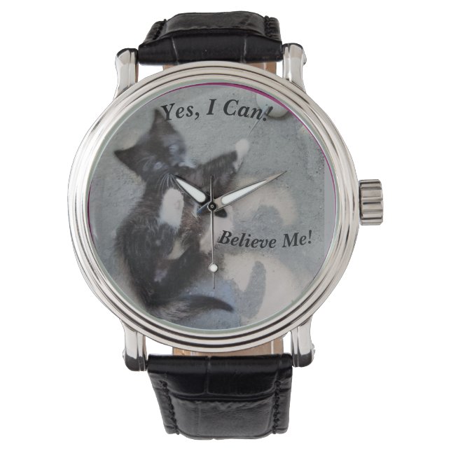 Kitten With Mouse Customisable Cat Photo Funny  Watch (Front)
