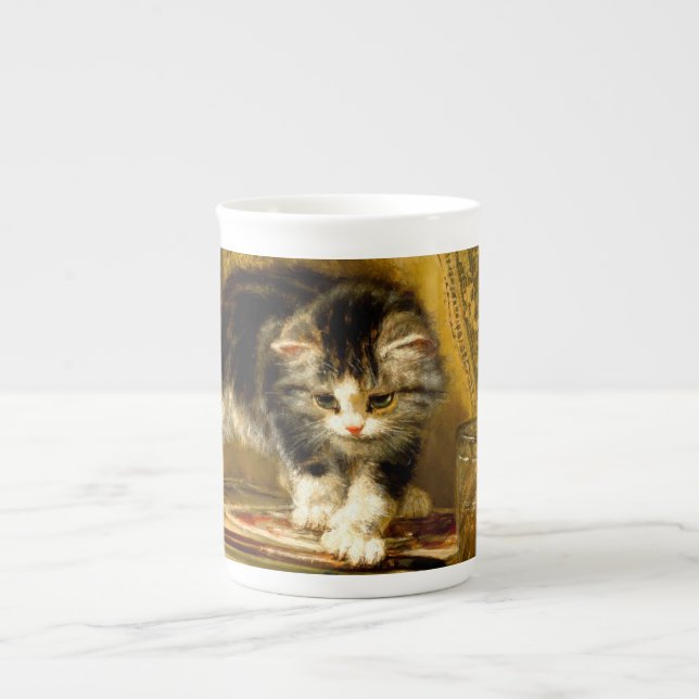 Kitten with Paint and Brushes Bone China Mug (Front)