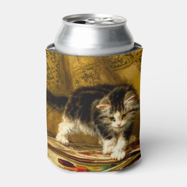 Kitten with Paint and Brushes Can Cooler (Can Front)