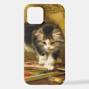 Kitten with Paint and Brushes iPhone 12 Case