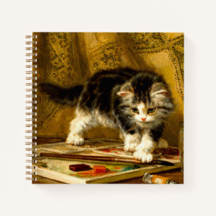 Kitten with Paint and Brushes Notebook