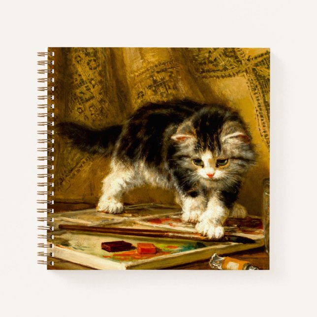 Kitten with Paint and Brushes Notebook (Front)
