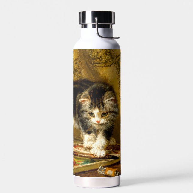 Kitten with Paint and Brushes Water Bottle (Left)