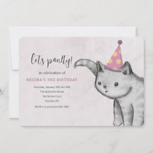 Kitten With Party Hat Invitation