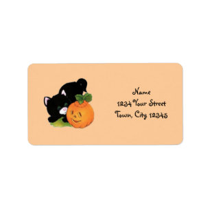 Kitten with Pumpkin Label