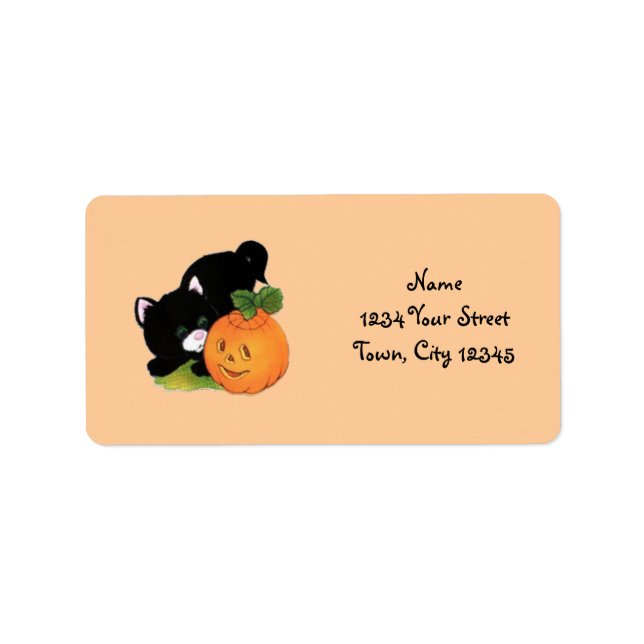 Kitten with Pumpkin Label (Front)