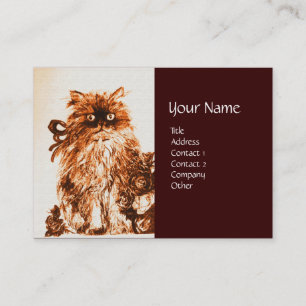KITTEN WITH ROSES ,Brown and White Business Card
