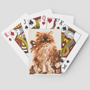 KITTEN WITH ROSES ,Brown Sepia White Playing Cards