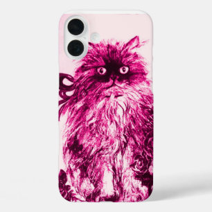 KITTEN WITH ROSES ,Pink Fuchsia White iPhone 16 Plus Case