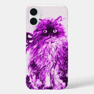 KITTEN WITH ROSES ,Purple Violet and White iPhone 16 Plus Case