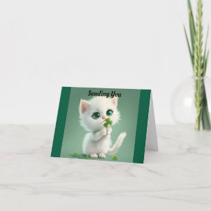 Kitten With Shamrock Greeting Card
